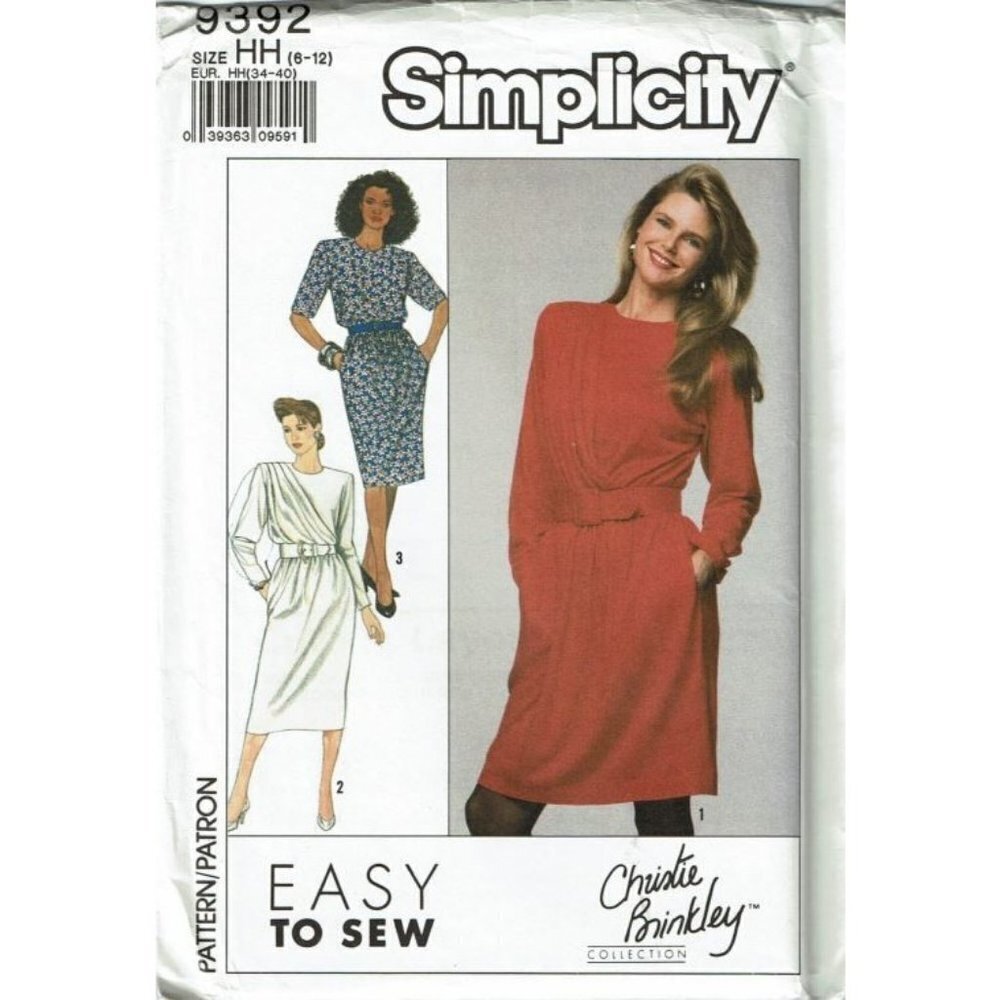 Simplicity Sewing Pattern 9392 Dress Christie Brinkley Misses Size 6-12